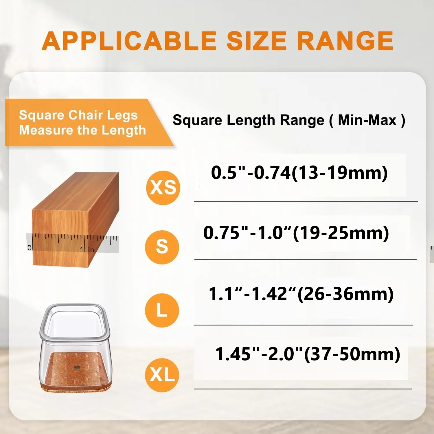 Silicone Chair Leg Floor Protectors with Felt Bottom - Set of 24