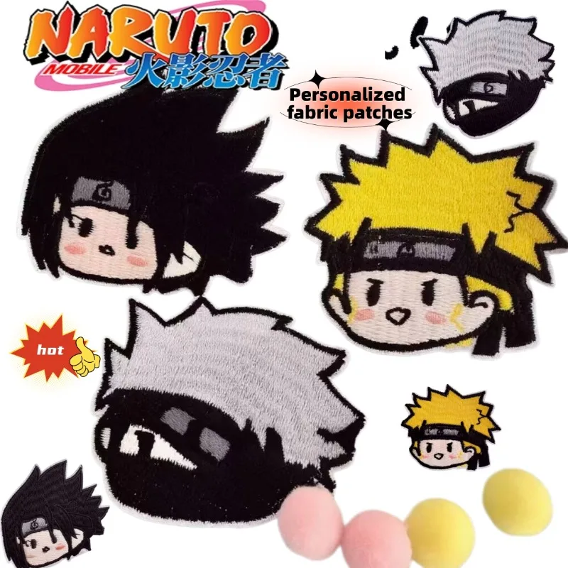 Naruto-Stickerei-Aufnäher, niedlicher und stilvoller Cartoon-Aufnäher, personalisiert, kreativ, Kawaii, Hatake Kakashi, zerrissener Aufnäher, Geschenk für Freunde