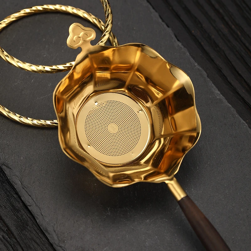 304 Reusable Stainless Steel Tea Infuser with Wooden Handle Loose Tea Leaves Strainer Fine Mesh Filter Diffuser Kungfu Teaware