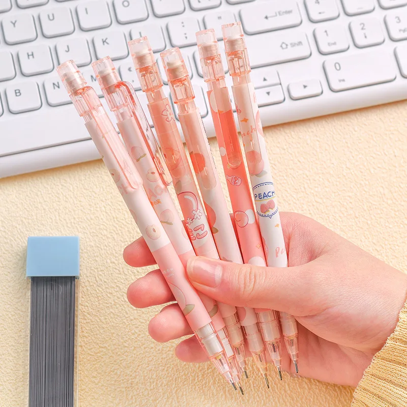 1 Pcs 0.5mm Honey Peach Cute Press Automatic Mechanical Pencil School
