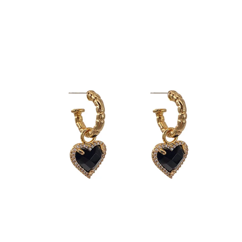 LOVE Heart Zircon Drop Earrings for Women Couple Jewelry Accessories