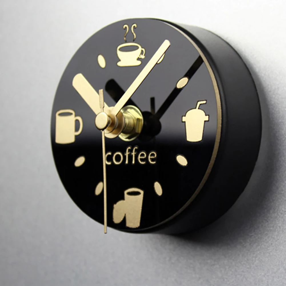 1pc Portable Magnet Wall Clock Fridge Magnet Coffee Pattern Home Decoration Clock Watch Creative Electronic Watch Easy To Use