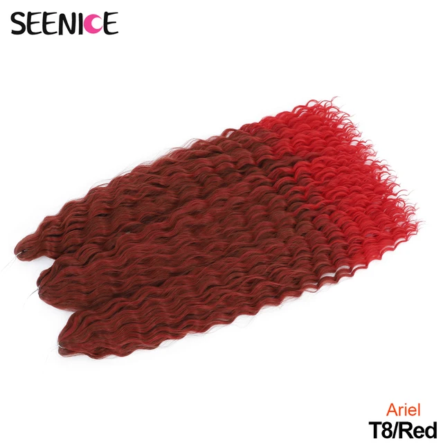 Ariel Curl Deep Wave Twist Crochet Hair Natural Synthetic Afro Curls Crochet Braids Ombre Braiding Hair Extensions For Women T8-Red