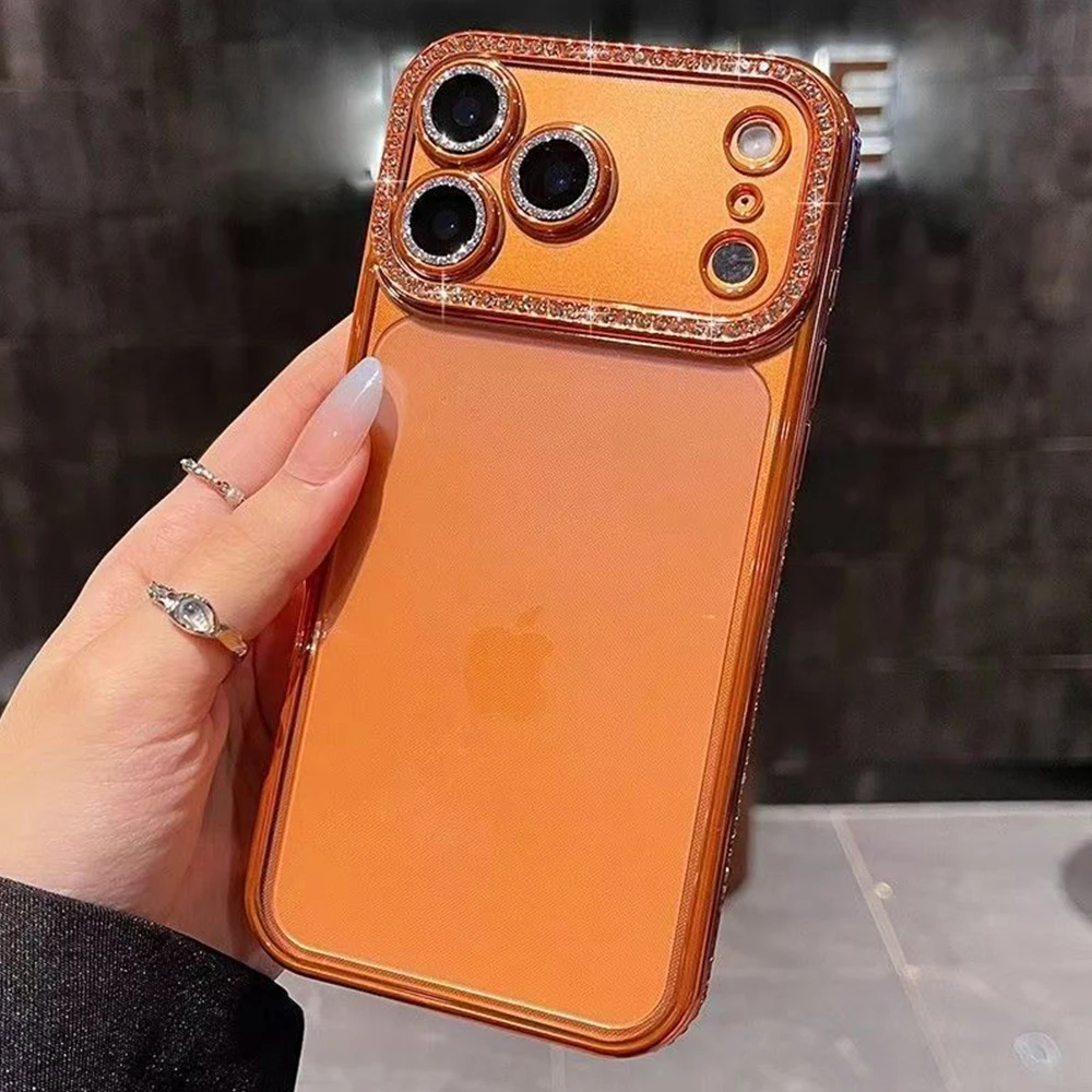 Luxury Sparkling Rhinestone Plating Clear Shockproof Phone Case Cover