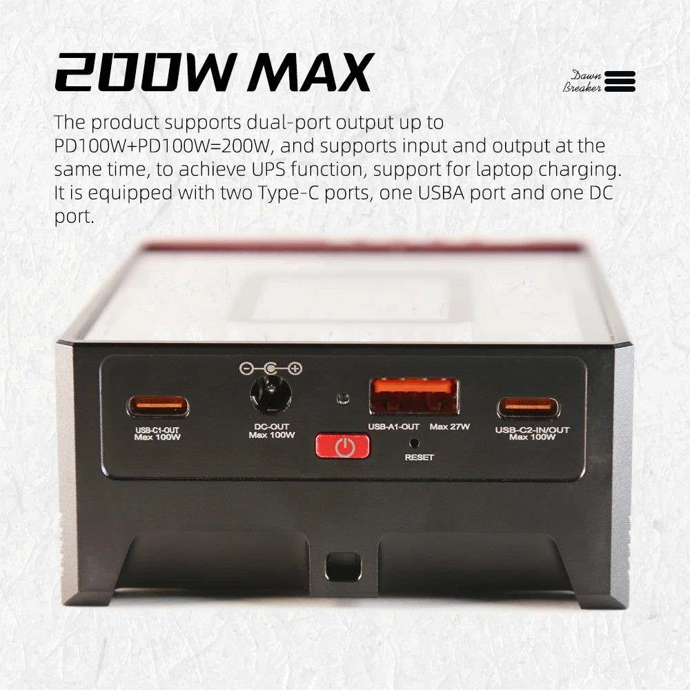 200W Powerbank Case 2inch Screen DC Adjustable 20000mah 21700 No Welding Aluminum LED&RGB Laptop Phone UPS PD Fast Charging Kit power bank case battery power bank box
