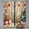 2Pcs Christmas Curtains Rustic Snow Christmas Tree Gifts For Christmas Party Decoration Suitable For Bedroom Living Room Dining 3