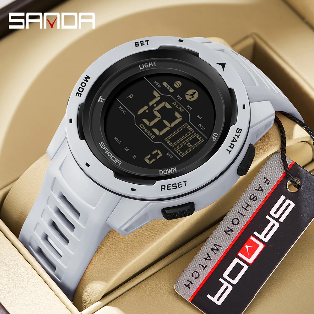 

Brand Men Watches Sports Pedometer Calories 50M Waterproof LED Digital Watch Military Wristwatch Relogio Masculino SANDA 2145