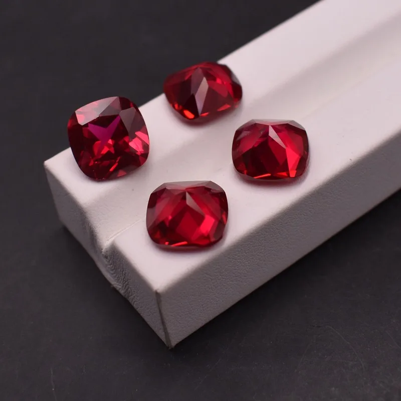 Pretty Ruby Square Cut VVS Bulk Gemstones For Jewelry Making Collection Gifts DIY