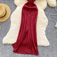 YuooMuoo Ins Hot Sexy Wrap Hips Split Knitted Dress Women Brand Fashion Wedding Guest Look Long Party Dress Lady Sweater Vestido - Image 6