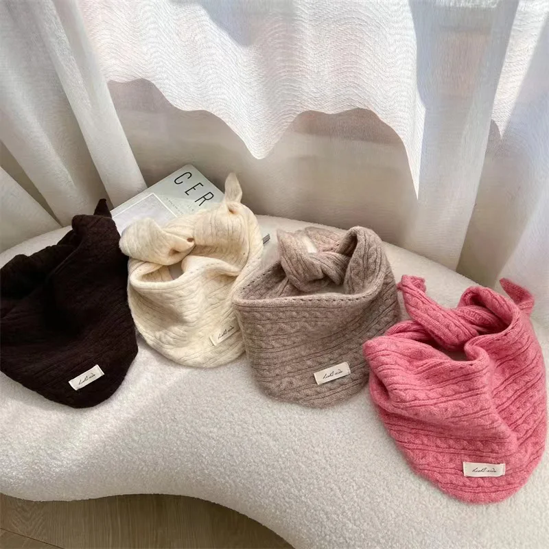 Korean Knitted Wool Scarf for Baby Winter Warm Cashmere Scarves for Boy Girl Cute Triangular Bandage Scarf Kids Neckerchief baby scarf wool scarf