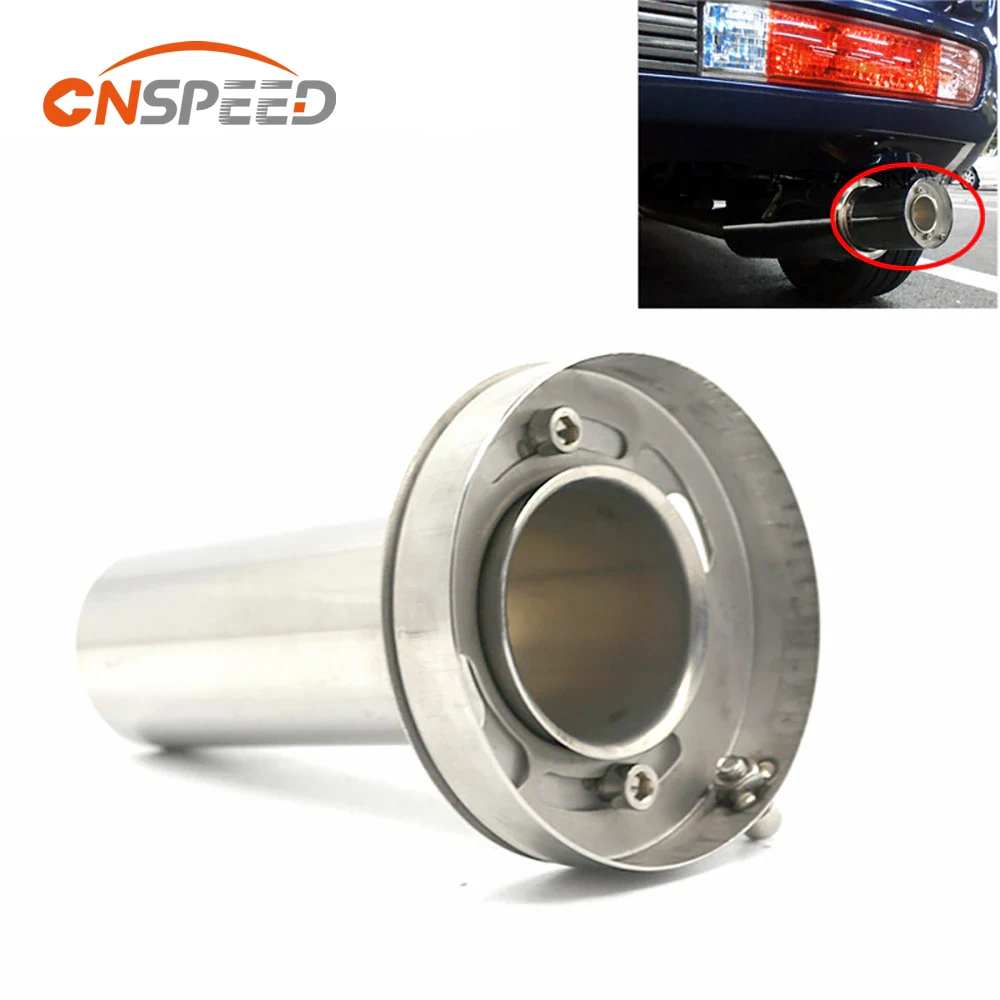 CNSPEED Universal Adjustable 85mm 3.5" /98mm 4'' /110mm 4.5'' Car Stainless Chrome Exhaust Muffler Silencer YC101073