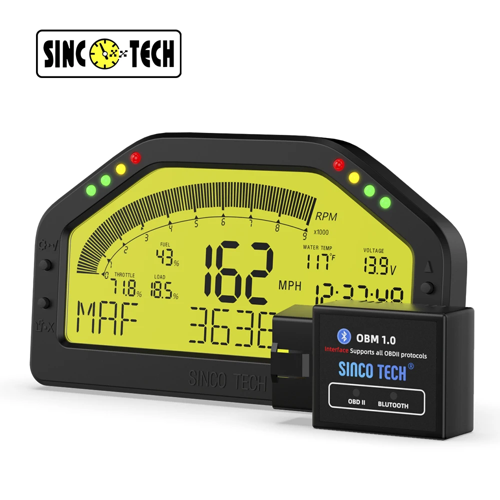 DO903 Sinco Tech Dash Race Display OBDll Bluetooth,Dashboard LCD Screen,Gauge