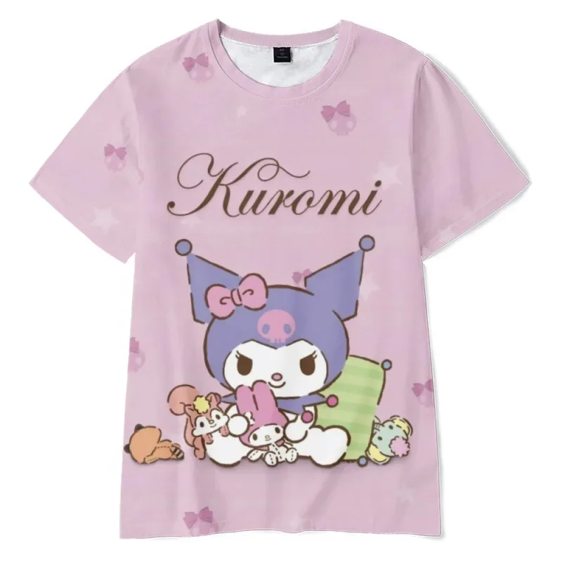 2023 Anime Cartoon Summer Kuromi T-Shirt My Melody Hello Kitty 3D Print Cartoons Clothes Kid Girl Boy Fashion T Shirt Casual Top 2