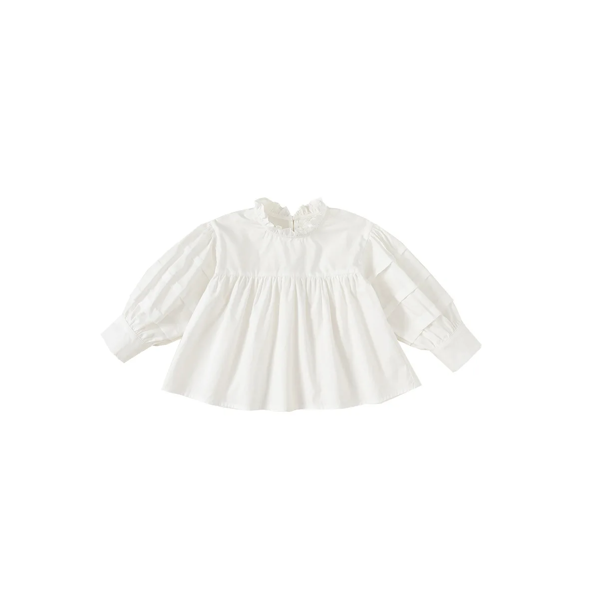 Girl Shirt Spring New Korean Version Children Ruffled Edge Shirt Doll Girl Stand Up Collar Stylish Doll Top