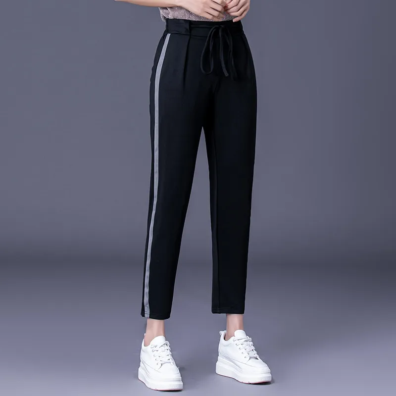 

New Women's Drawstring High Waist Elastic Waist Color Contrast Casual Sports Cropped Pants Harun Pants Summer Running Women's Pa