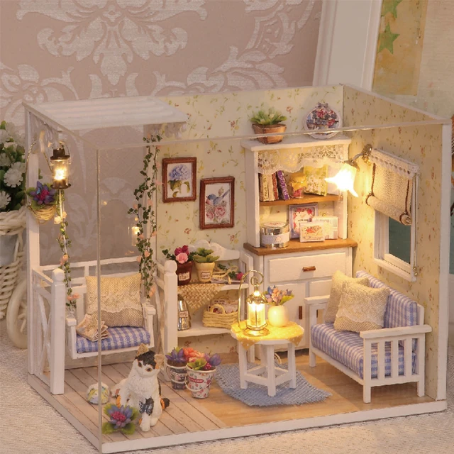 Assemble DIY Doll House Toy Wooden Miniatura Doll Houses Miniature Dollhouse toys With Furniture LED Lights Birthday Gift H13 1
