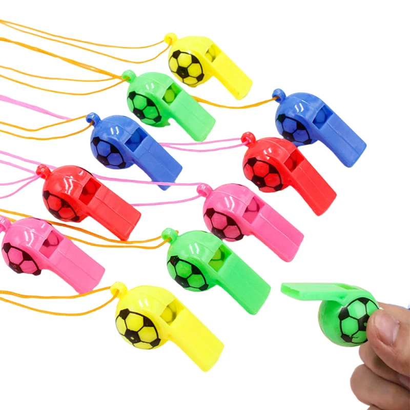 10/20/30pcs Football Style Whistle with Rope Plastic Colorful Sports Competition Cheering Props for Cheerleading Teams TMZ