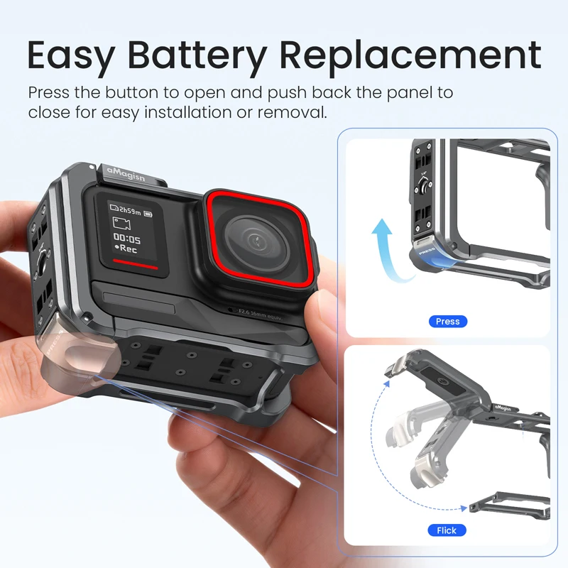 Insta360 ACE PRO 1/2 카메라 렌즈 캡용 금속 토끼 케이지 수평 수직 촬영 퀵 릴리스 보호 프레임 액세서리