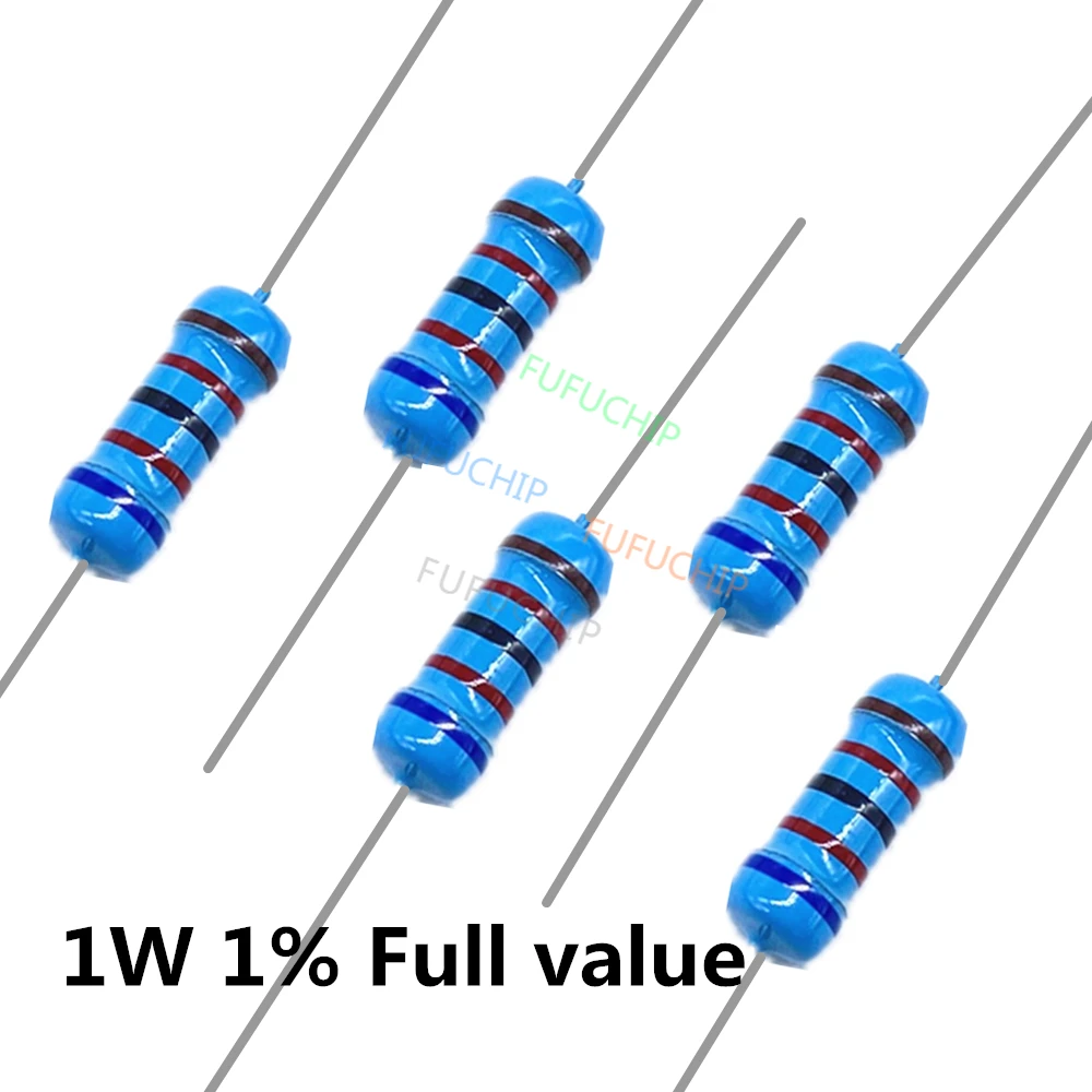 

50pcs 1W 1R~1M 560R 620R 680R 750R 820R 1K 1.2K 1.5K 1.8K 2K 2.2K 2.4K 2.7K 3.3K 3.6K 3.9K 4.3K 4.7K ohm Metal Film Resistor 1%