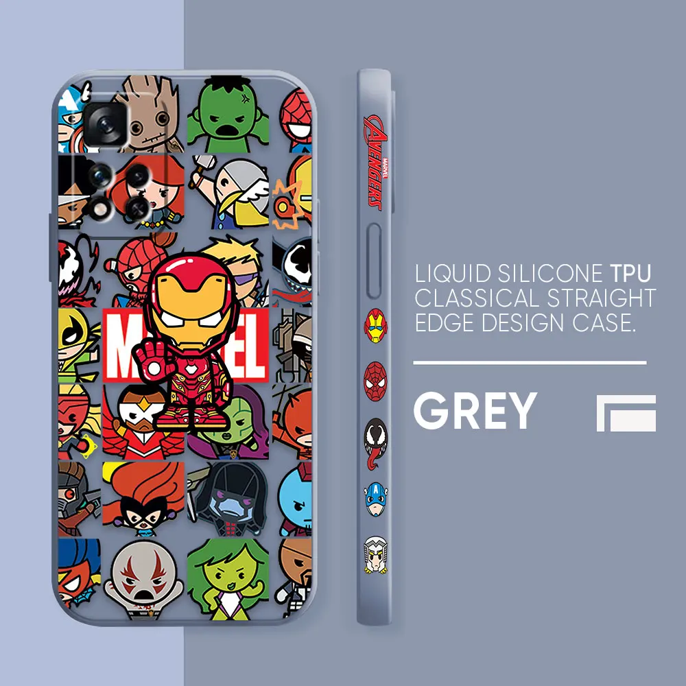 thumbnail image 1 of Case For Redmi Note 12 11 11T 11R 9 9S 8 7 7S PRO PLUS 4G 5G Simple Liquid silicone Case Marvel Cartoon Iron Spider-Man Poster, 1 of 5