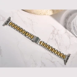 Sleek Stainless Steel Metal Wristband Strap - S10 - 46 45 44 42 49mm (6.Silver and Gold)