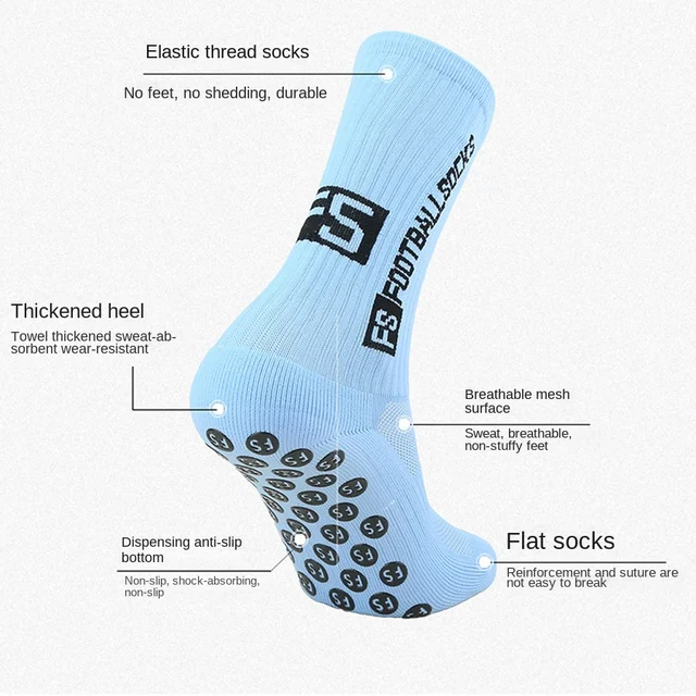 Football socks, men's mid length sports socks, running socks, anti slip thick towel bottom, wear-resistant 6