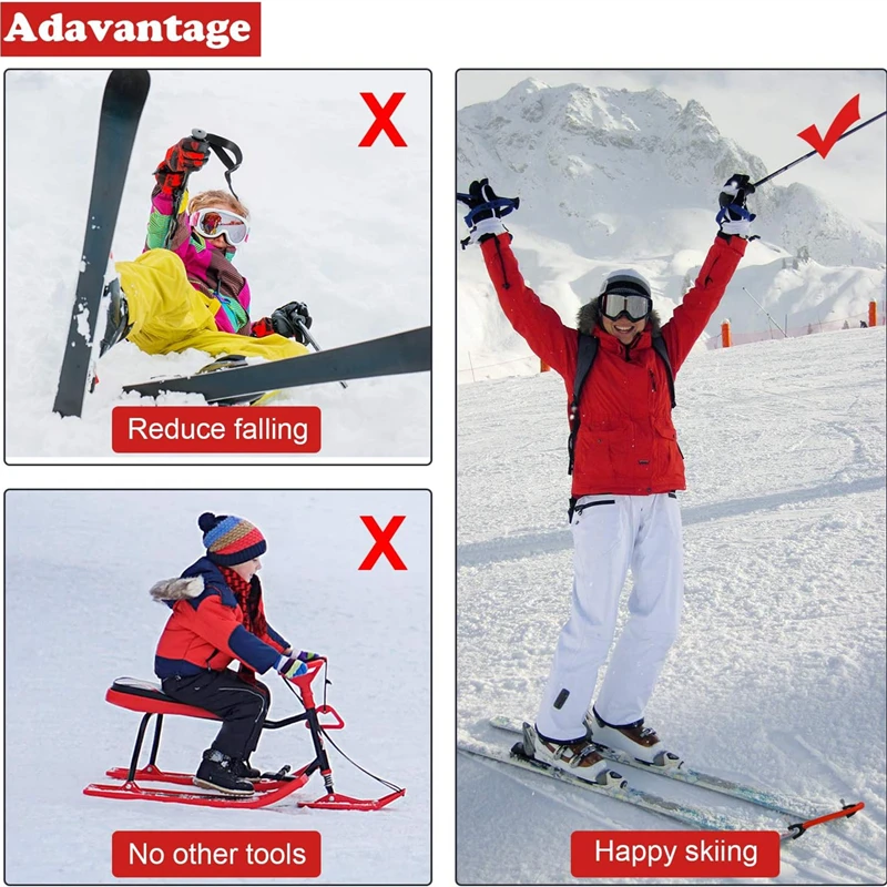 2/1PC Ski Tip Connector For Beginners Ski Wedge Aid Connector For Children Adults Outdoor Training Sport Snowboarding Accessory 5