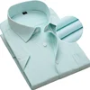 Plus Size Men Dress Shirts Short Sleeve Slim Fit Solid Striped Business Formal White Man Shirt Male Social Casual Clothing 5