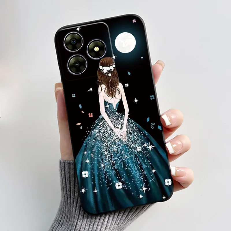 Cute Flower Cartoon Printed Soft Silicone Phone Case — Black Shell Cover