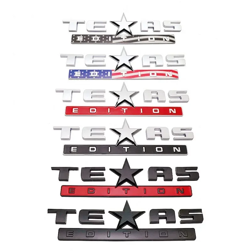 3D ABS TEXAS EDITION 배지 뒷 트렁크 펜더 엠블럼 스티커 Jeep Chevy Silverado GMC Sierra 자동차 데칼 액세서리