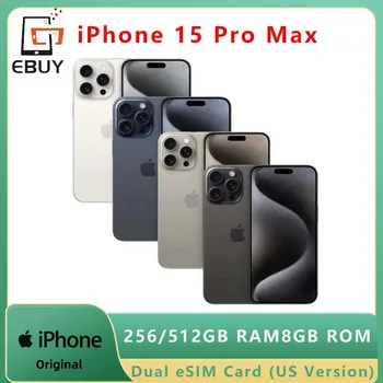 هاتف iPhone 15 Pro Max Dual eSIM 6.7 بوصة أصلي LTPO Super Retina XDR OLED Face ID NFC A17Pro 8GB 256/512GB/1 تيرا بايت 98% جديد 5G هاتف محمول 1