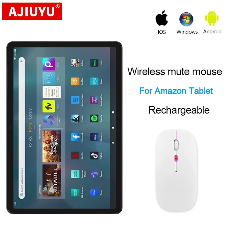 Mouse Wireless Retroilluminato Per Amazon Kindle Scribe 10.2 "Fire Max 11 2023 Mini Mouse Silenzioso Ricaricabile Per Tablet Google Pixel