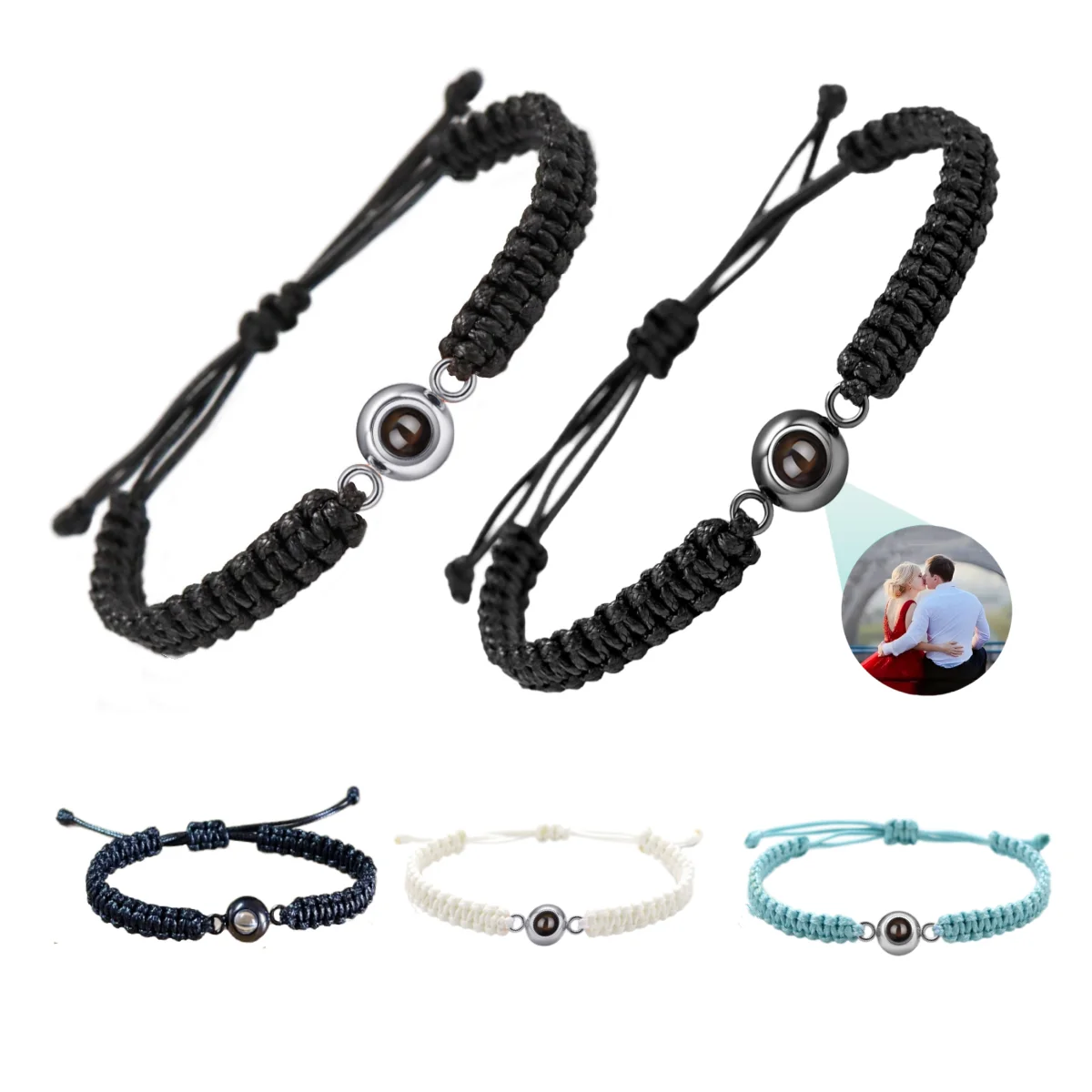 Color Woven Projection Bracelet, Personalized Photo Projection Bracelet Suitable For Women’s/Men’s Birthday And Christmas Gifts 2 Color Woven Projection Bracelet, Personalized Photo Projection Bracelet Suitable For Women's/Men's Birthday And Christmas Gifts 2
