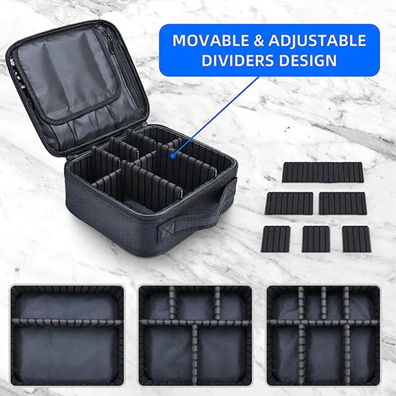 Borsa da Viaggio per Trucchi da Donna, Beauty Case Impermeabile con Scomparto per Pennelli, Organizer Professionale per Strumenti di Bellezza, Design Ricamato - immagine 4
