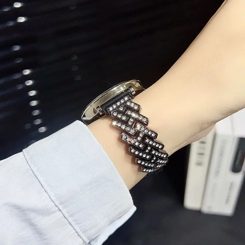 18mm Diamond Metal Strap with Bling Rhinestones - Elegant Bracelet Watch Band