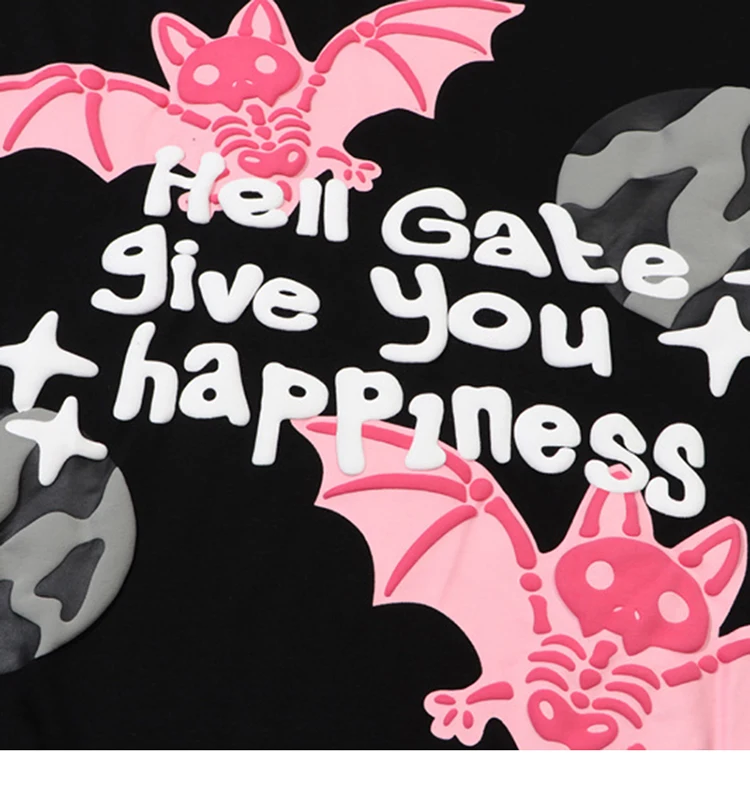 Bat Skeleton Hell Gate Foaming Print T-Shirt Sbad9ec61098e489e869bd831b4e81ad09