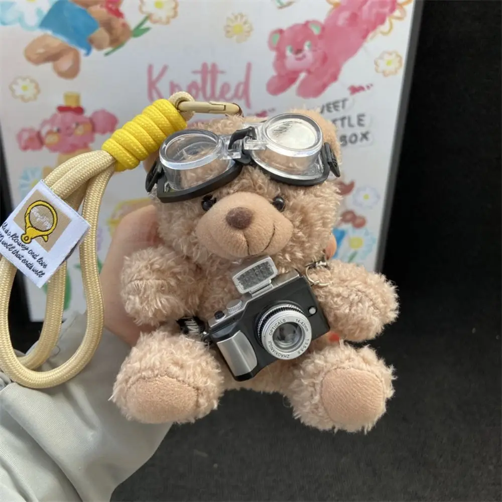 Key Accessories With Glasses Pilot Bear Keychain Animals Camera Panda Keychain Stuffed Cute Bear Bag Pendant Bag Charm