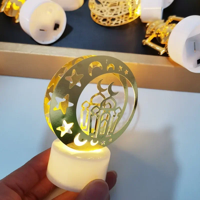 Ramadan Decoration Eid Mubarak Iron Candle LED Light Ornament Islam Muslim House Party Decoration Gift Not Include Battery
