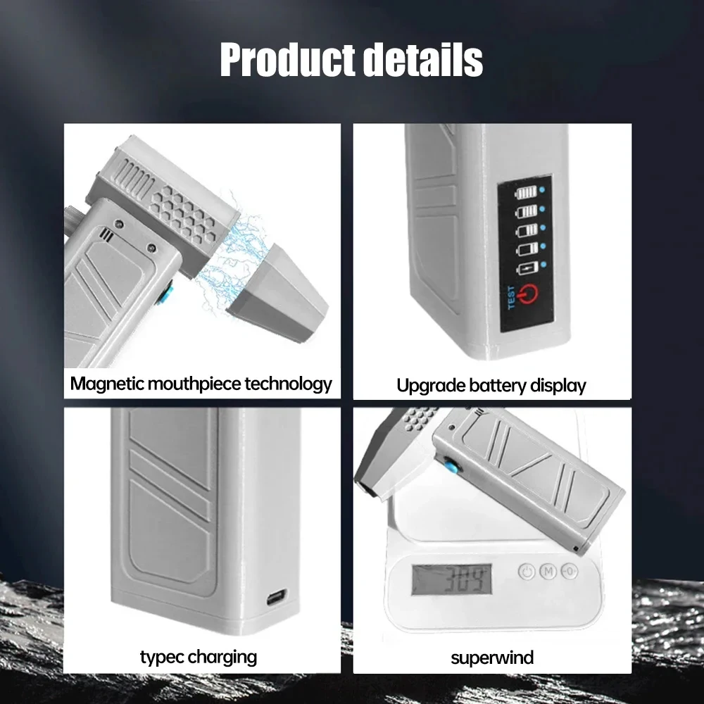 140000RPM 브러시리스 모터 조절 가능한 풍속 핸드헬드 덕트 팬 52M/S 터보 팬 전력 표시 미니 터보 제트 팬