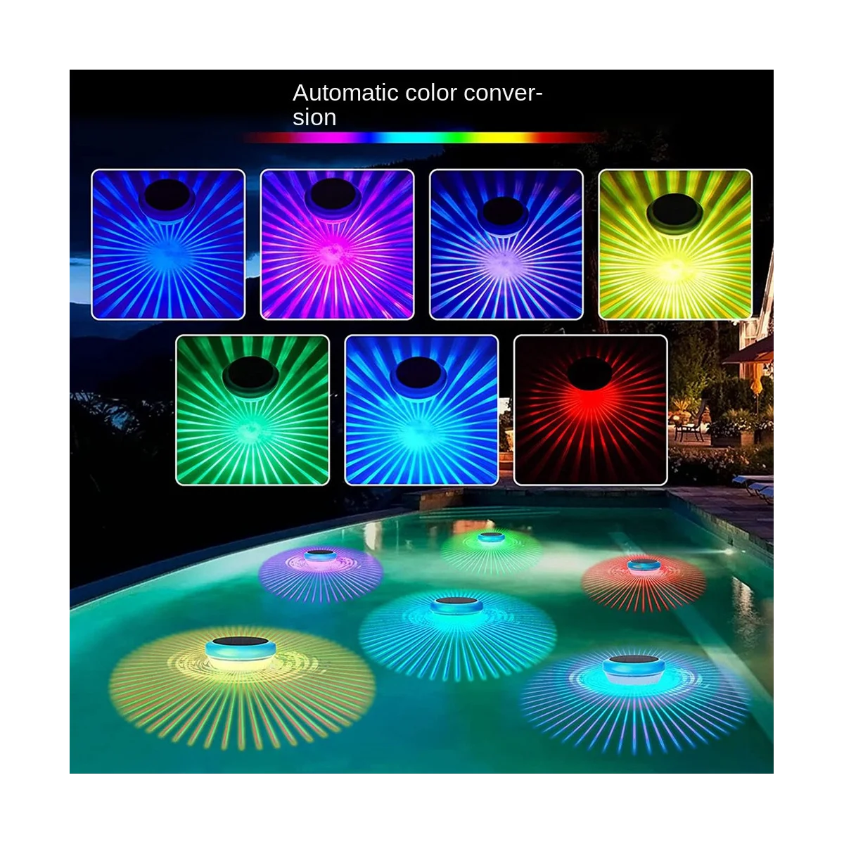 Solar Floating Pool LED Lights,Waterproof RGB Color Changing Pool Lights,Pool Accessories for Pool,Pond,Spa,Hot Tub