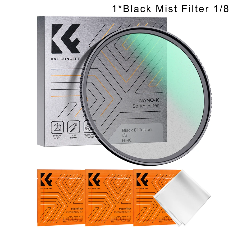K&F Concept Black Mist Diffusion Filter with Multi Coating 1/4 1/8, 49-82mm