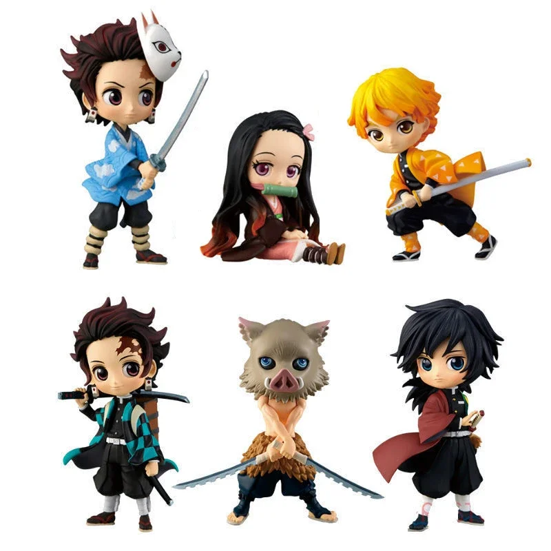 Demon Slayer Gk Kamado Tanjirou Nezuko Anime Action Figure Modello Agatsuma Zenitsu Q Mini Versione Pvc Statua Giocattolo Desktop Figma
