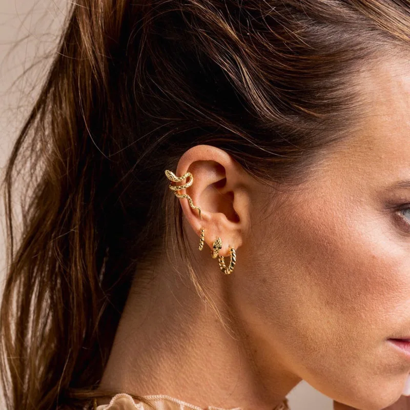 Orecchini A Serpente Oro Con Gemma - Gioielli Gotici A Goccia Per Donna, Stile Boho - 4