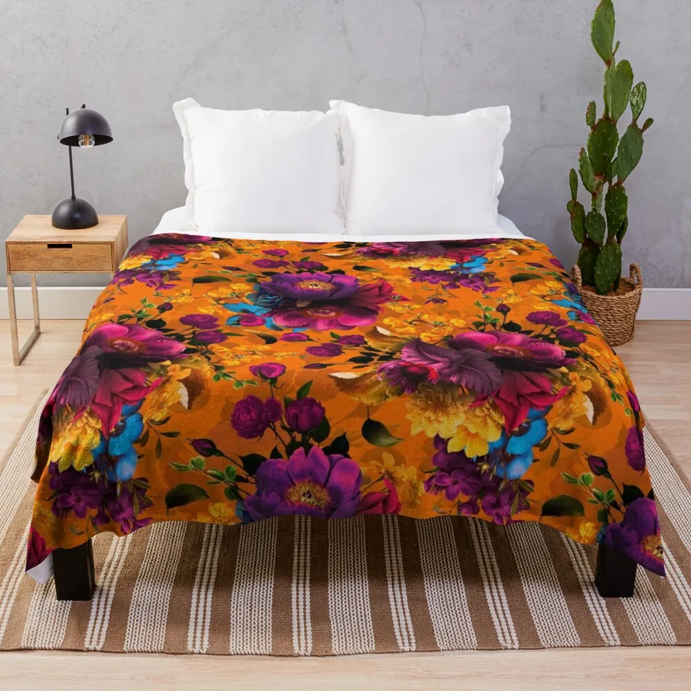 

Moody florals - Mystic Night 6 Throw Blanket Soft Bed Blankets Warm Blanket Big Thick Furry Couple Blanket