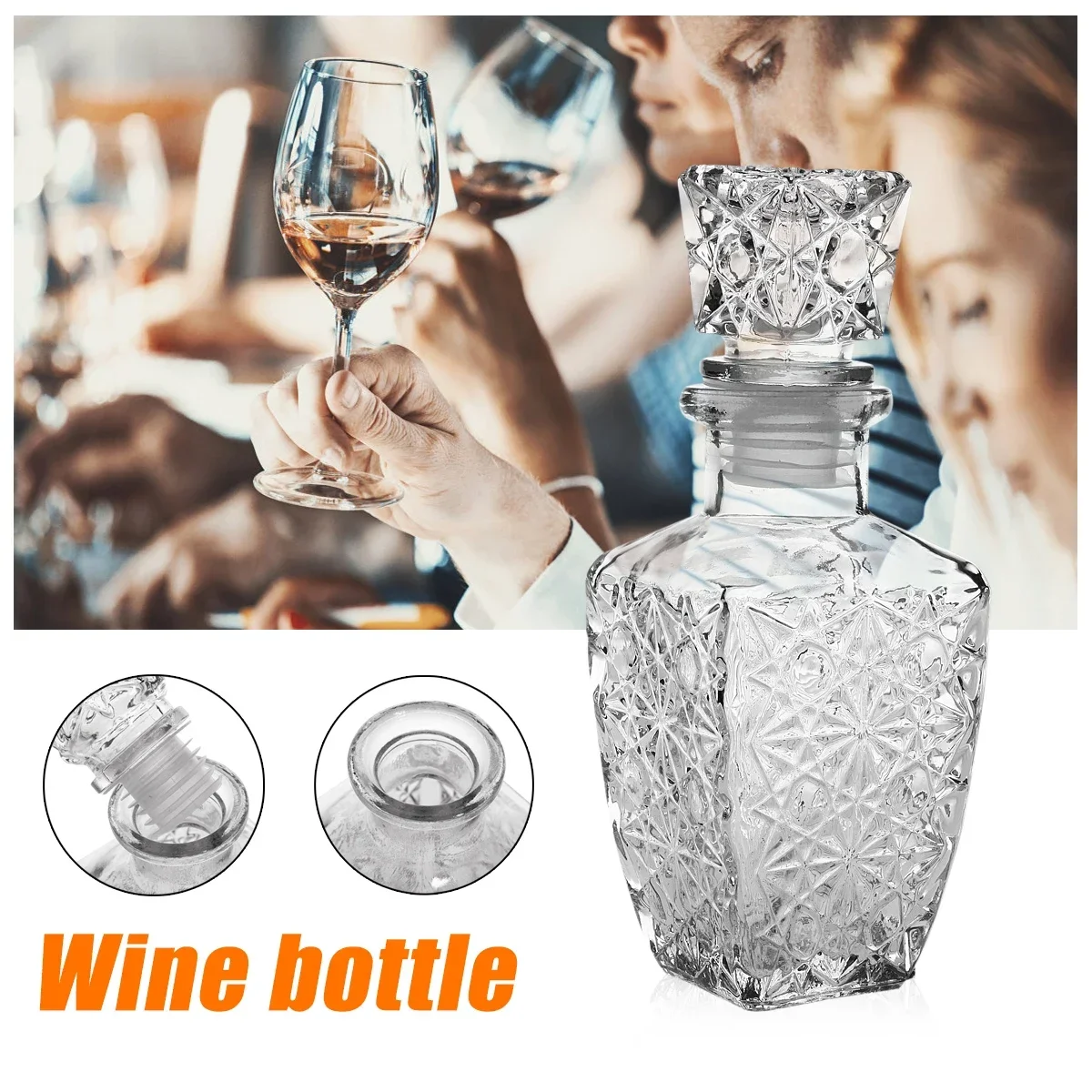 1Pcs 200ML/500ML/850ML Crystal Whiskey Wine Shot Glass Bottle + Cap Stopper Drinking Bar Decanter