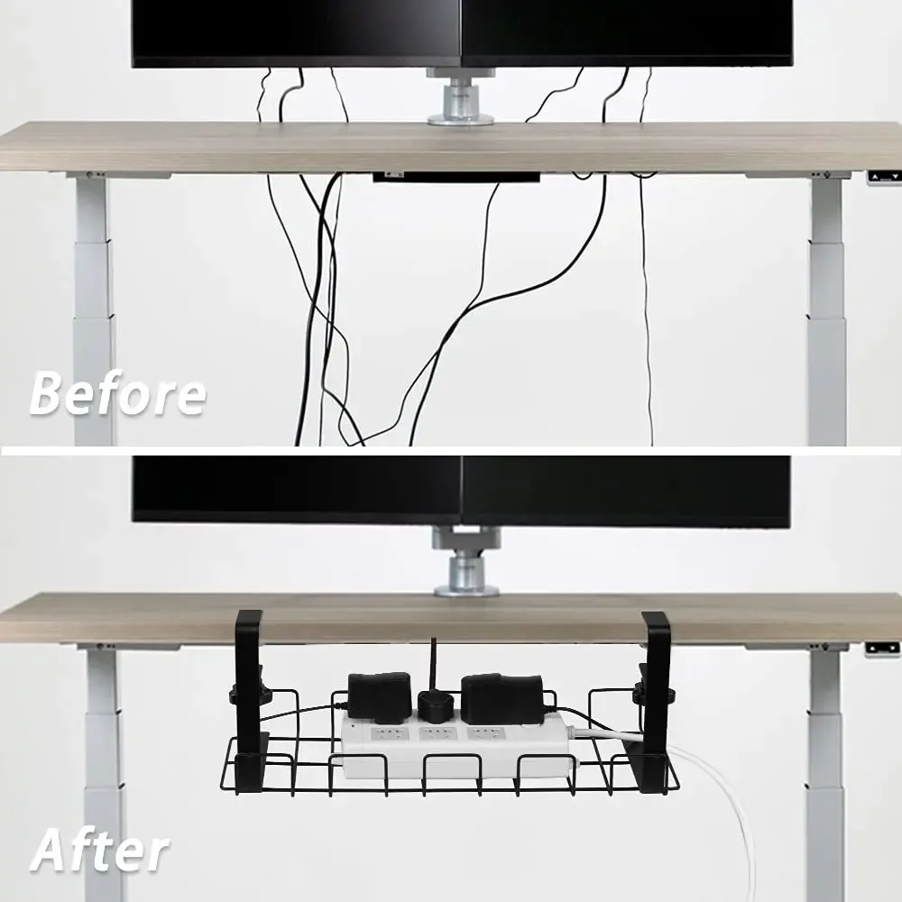 Sob Desk Wire Storage Rack, Organizador De Cabos, Bandeja De Cabos, Mesa De Gerenciamento