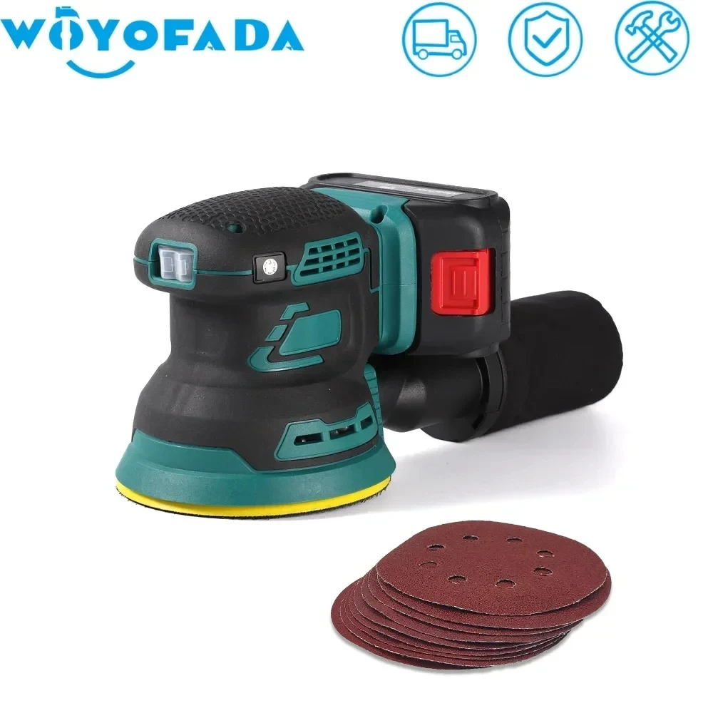 125MM Cordless Random-Orbital Electric Sander 3 Sandpaper Wood Grinder Polishing Machine Makita Batterry (No Battery) electric sander cordless sander cordless grinder