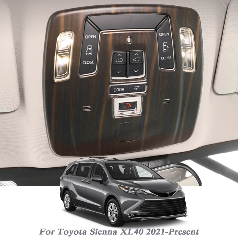 

ABS Car Styling For Toyota Sienna XL40 2021-Present Internal Front And Rear Reading Light Sequins Sticker Frame Auto Accessory