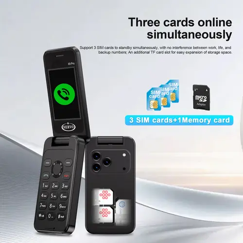 NEW SERVO X9 PRO Flip Mobile Phone 3 SIM Standby Blacklist Magic Voice Speed Dial MP4 Player FM Radio 2G GSM Foldable Cellphones - Image 5