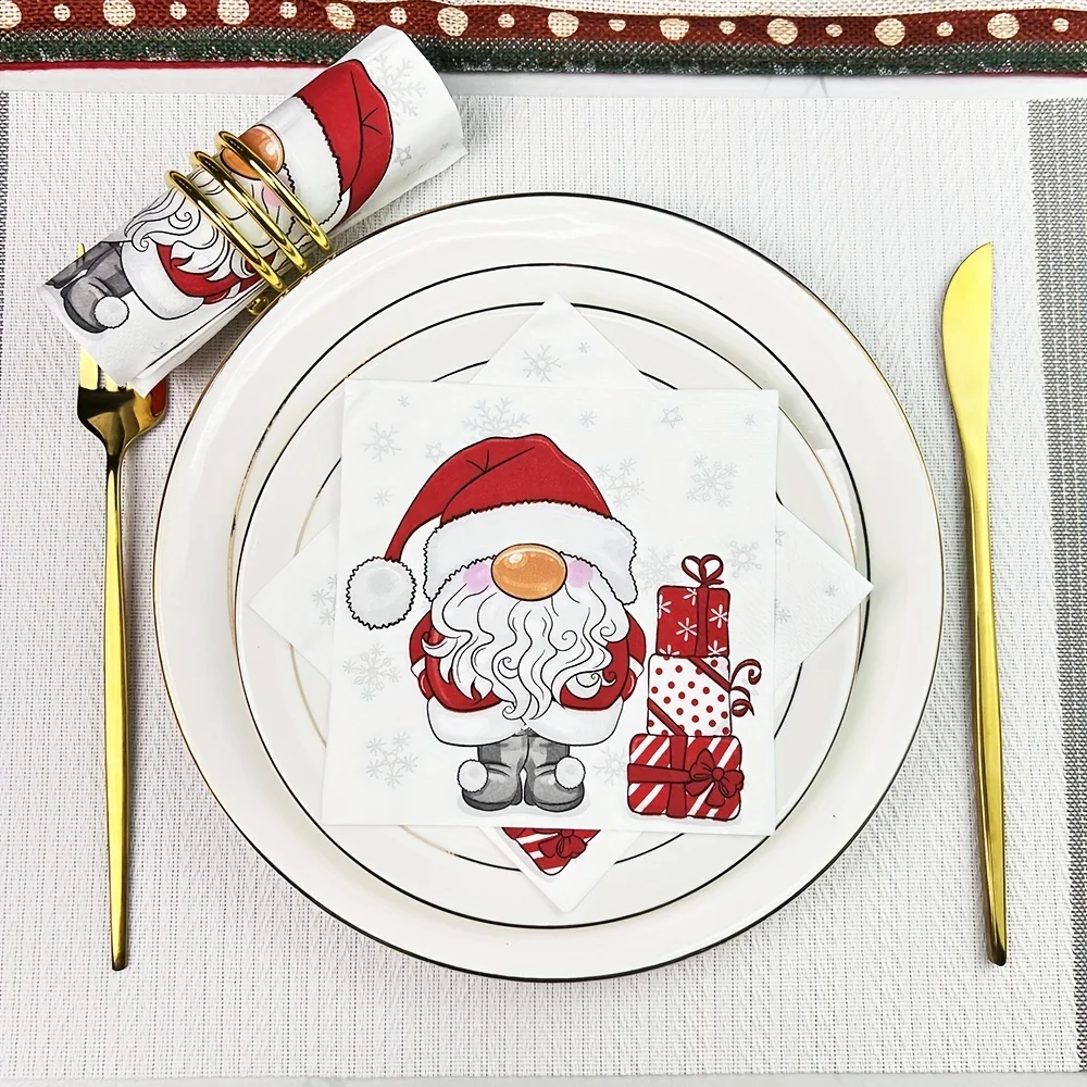 Disposable Tableware Paper Napkins 20pcs/pac 3-layer Christmas napkins used for festive parties hotels weddings size 9.84 * 9.84Inch